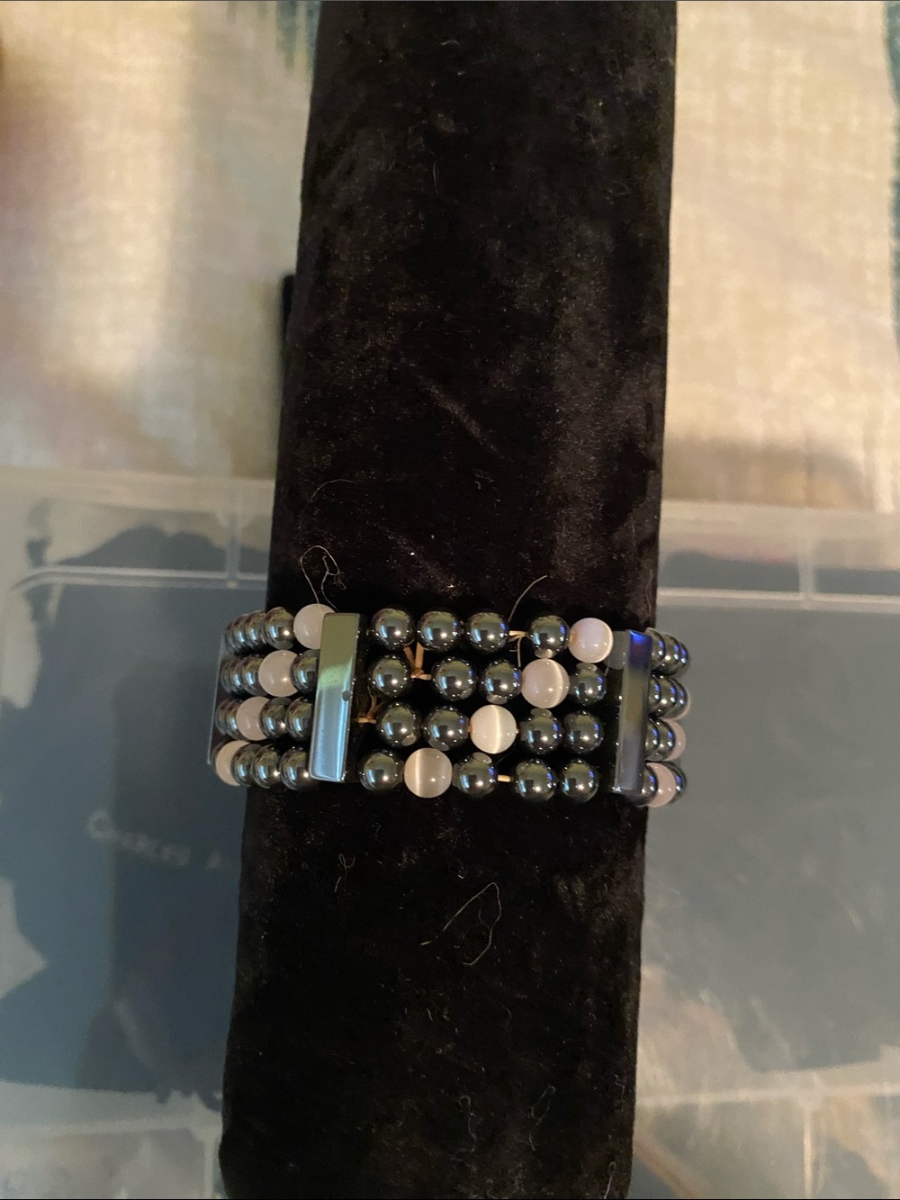 Real Hematite multi strand Stretch Bracelet -